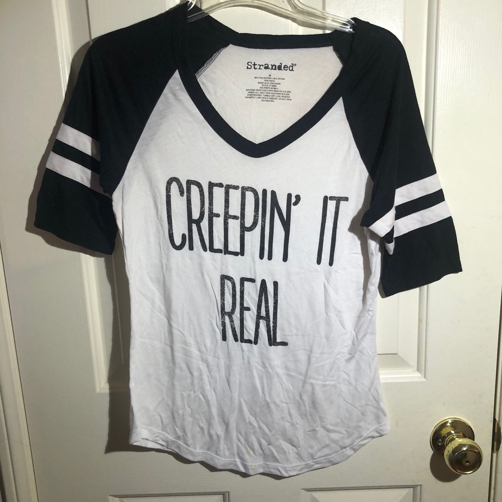 "Creepin it Real" graphic Shirt size M baseball t